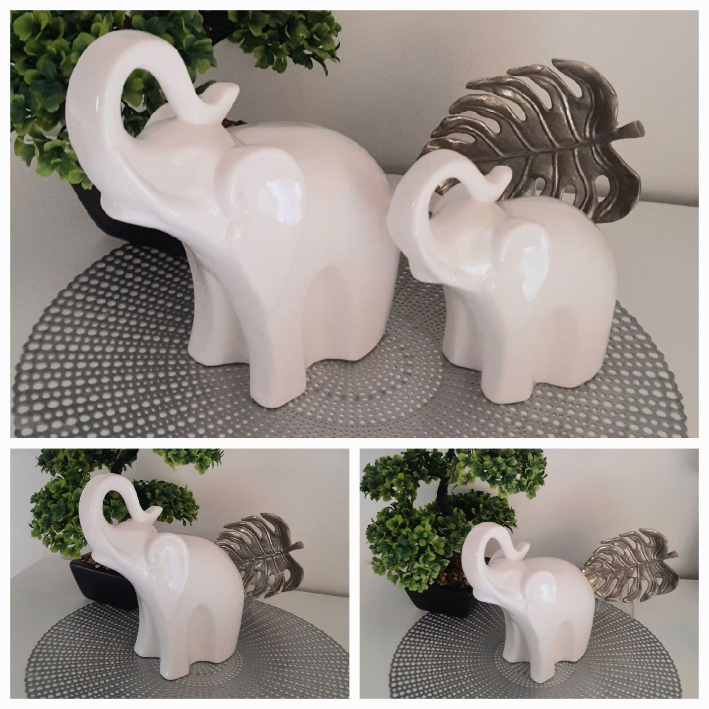 Figurka słoń na szczęście biały słonik ceramiczny 17cm