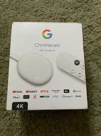 Odtwarzacz multimedialny Google Chromecast 4 4K + zasilacz LAN