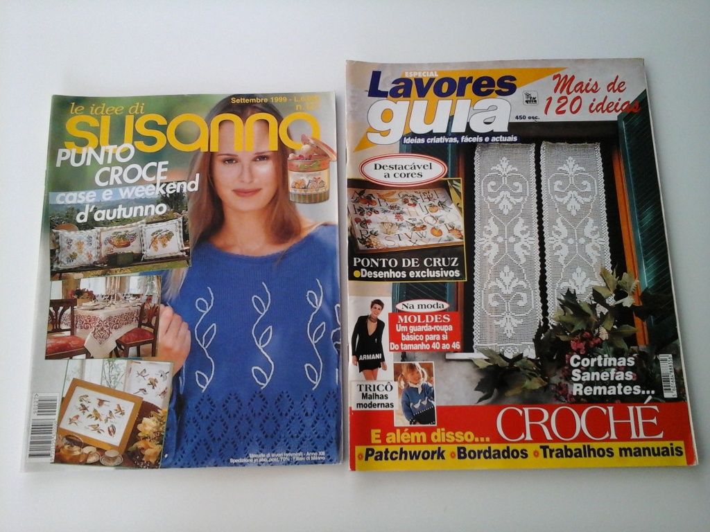 Revistas antigas de lavores e bordados
