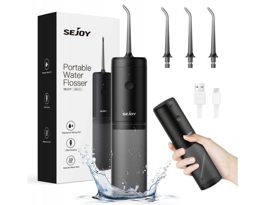 Irygator do zebow Mint 3 bezprzewodowy usb-c 3 tryby ipx7 – czarny