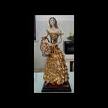 Figura feminina em porcelana e ouro de lei vintage - Marca Carfilarte