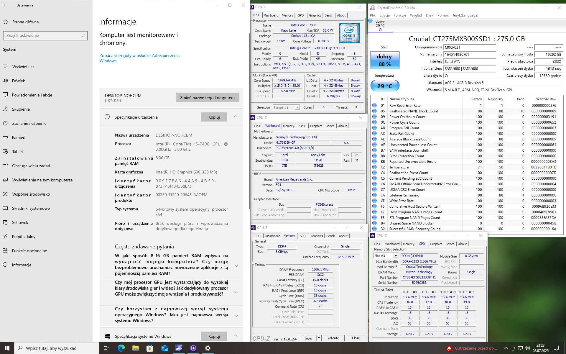 Komputer Intel i5-7400 8GB RAM - Dobra baza do gier e-sportowych