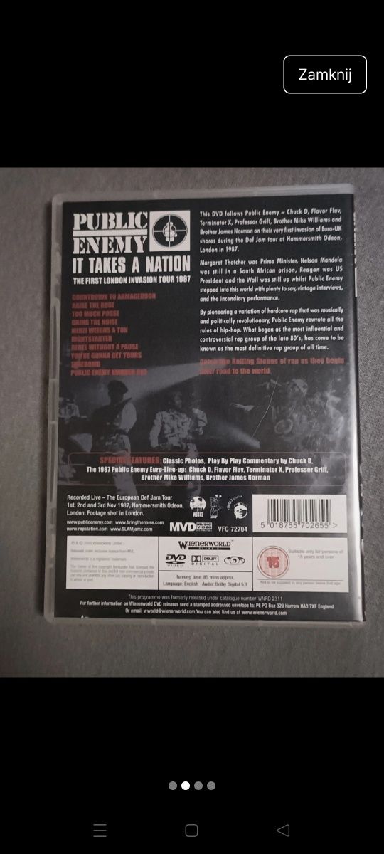 Public enemy 
It takes a nation 
Dvd cd 
Stan EX 
Rok 2006