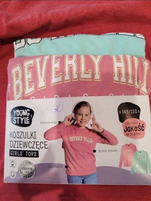 2 pak bluzki z długim rękawem dziewczęce 146/152
