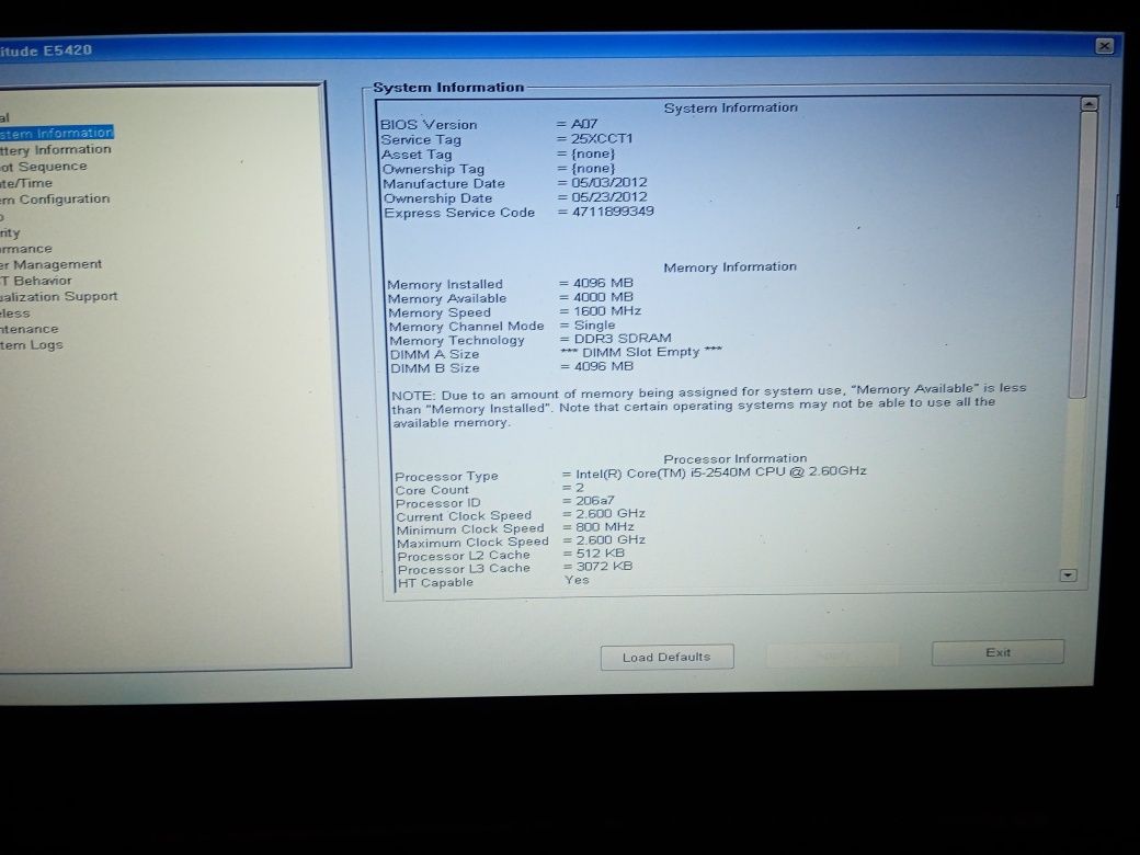 Laptop Dell E5420 14,1 " Intel Core i5 4 GB ram