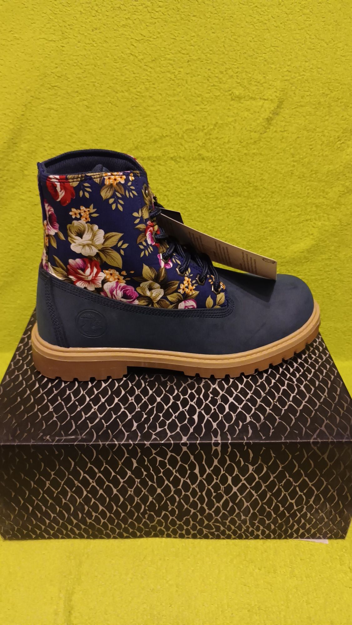 Damskie Buty Floretta Mid W 7165-Navy/Flower