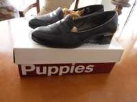 Sapatos em pele de meio salto (salto raso) castanhos - 37 Hush Puppies