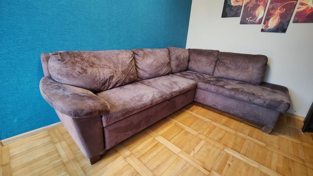 Narożnik 260/190 z funkcją spania, ciemny brąz