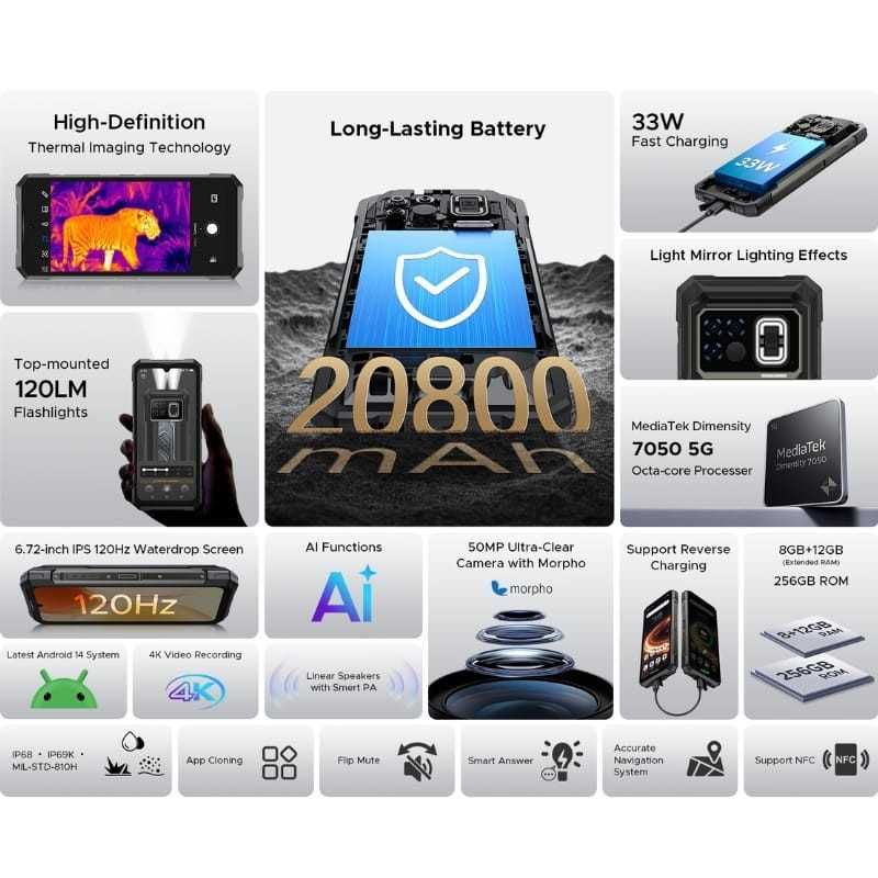 Doogee Fire 6 Max 8GB/256GB IP69K  20800mAh 2.6GHz Cam Termica