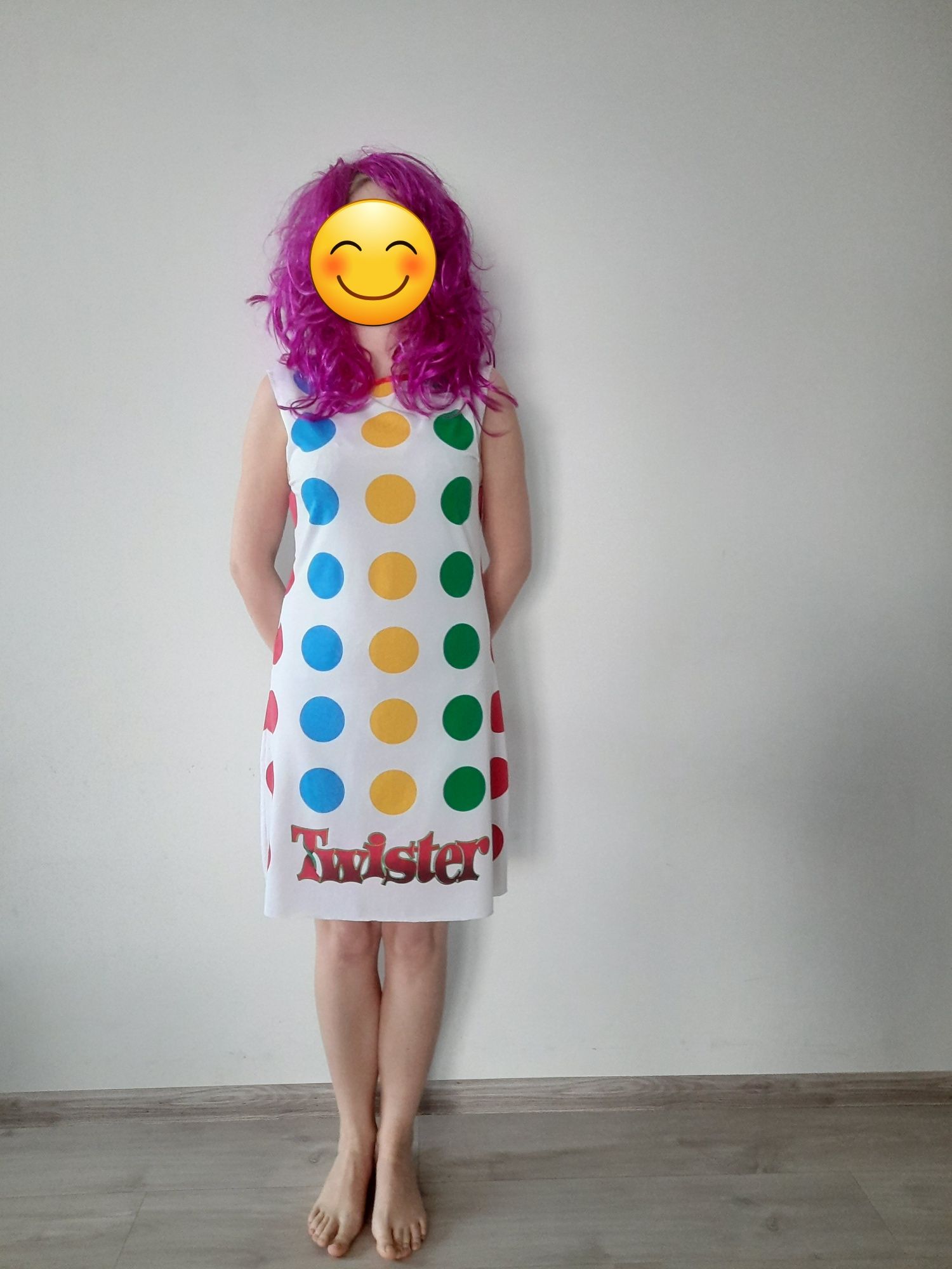 Twister sukienka strój przebranie + peruka M, 38