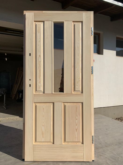 Drzwi zewnętrzne lite drewniane sosnowe ocieplane CAŁA POLSKA
