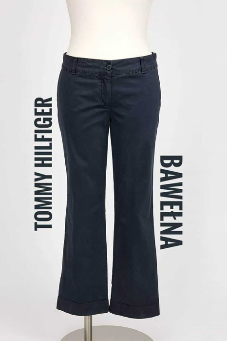 Czarne spodnie proste szerokie nogawki Tommy Hilfiger 38/M bawełna