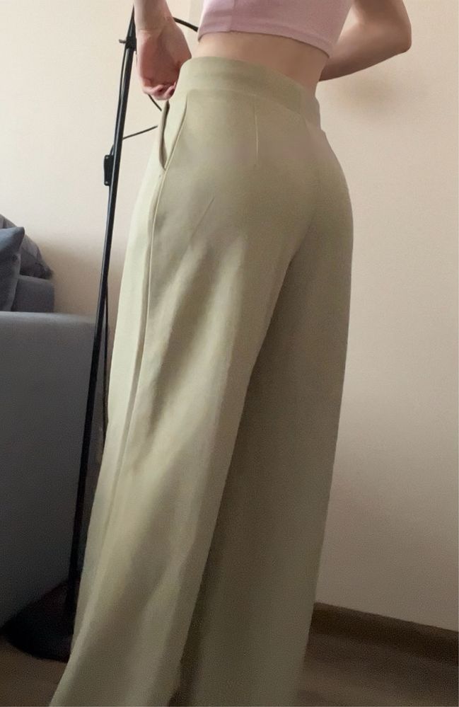 Фісташкові штани H&M, XS, висока талія, довжина 105 см