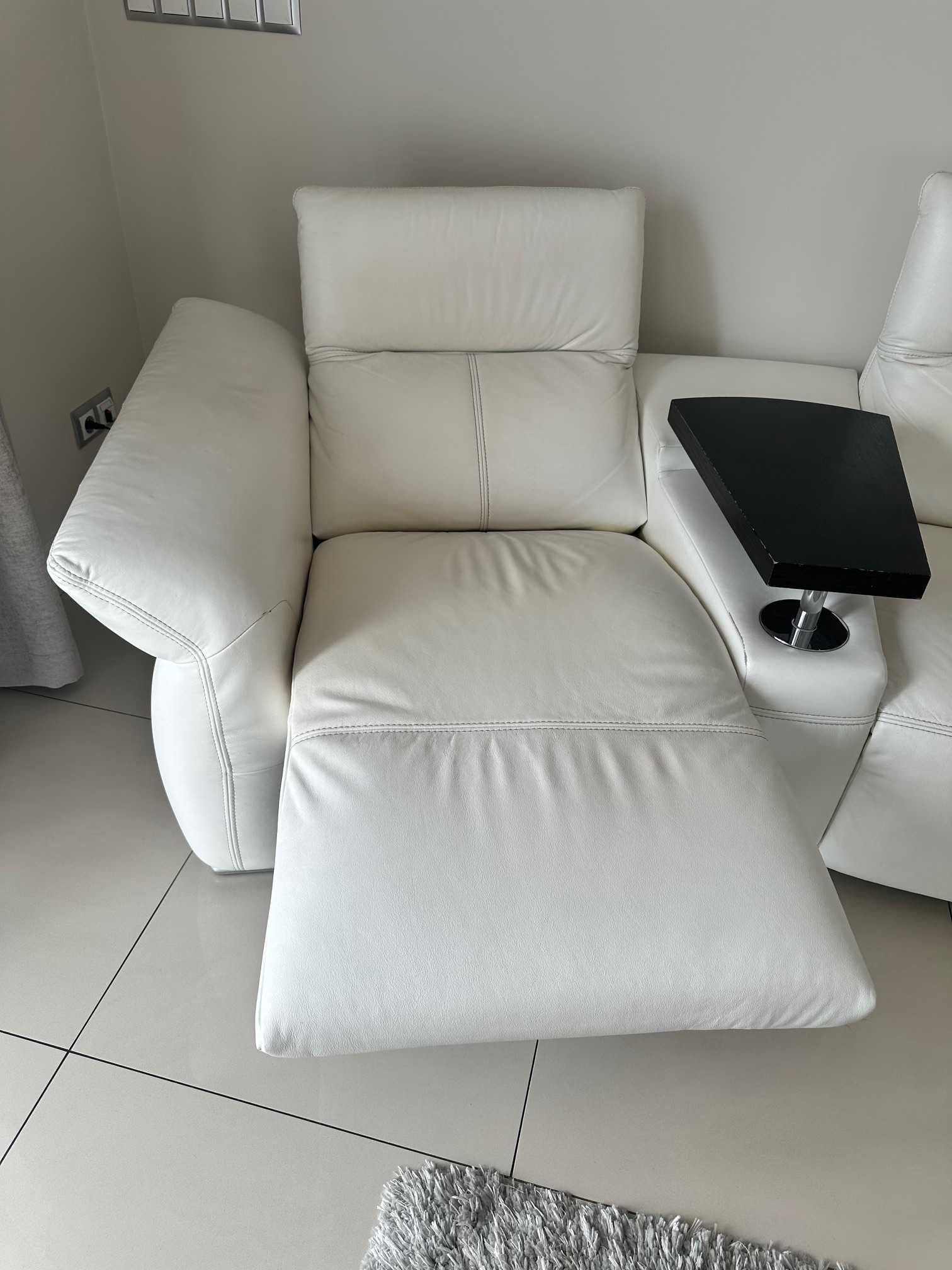 Wypoczynek sofa skóra biała