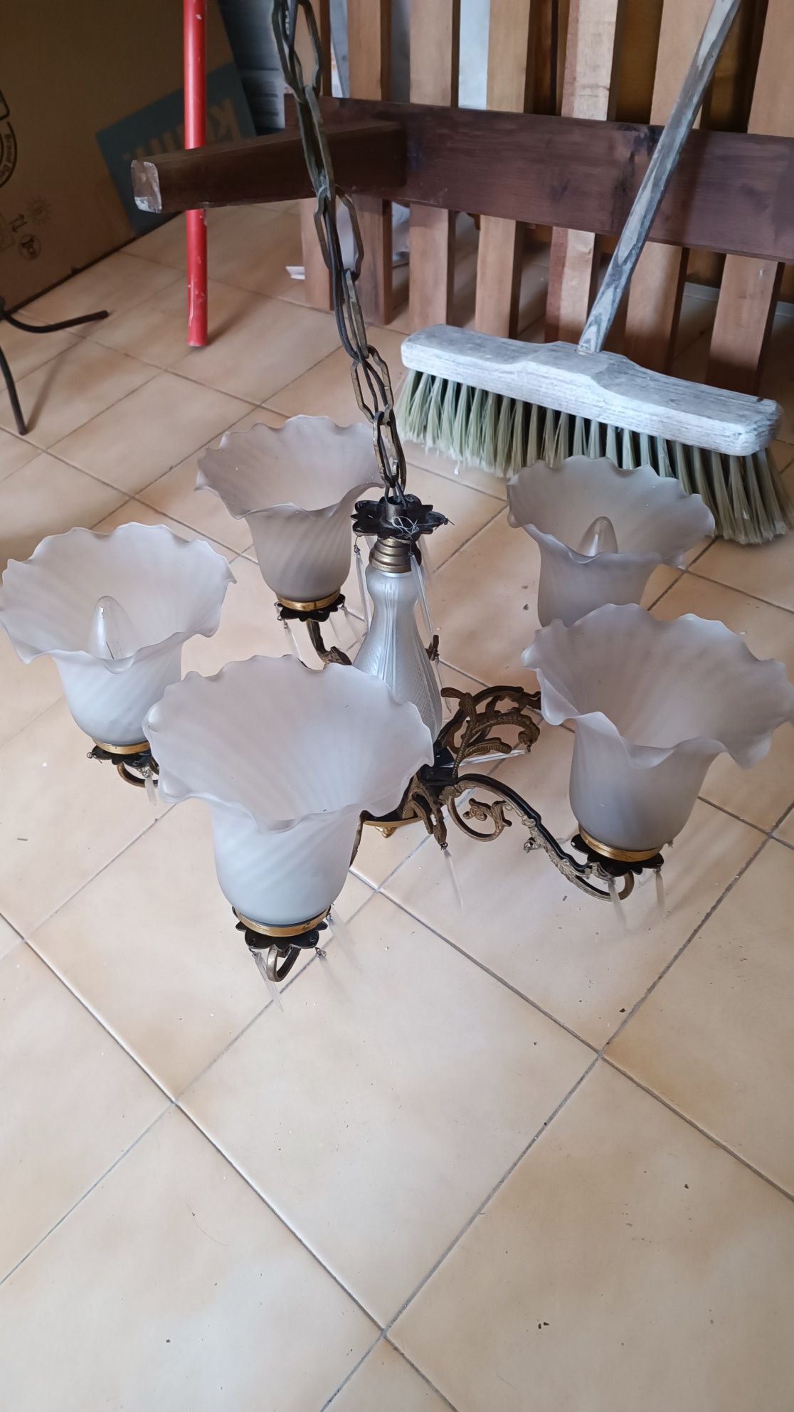 Candeeiros latão cristal ótimo estado