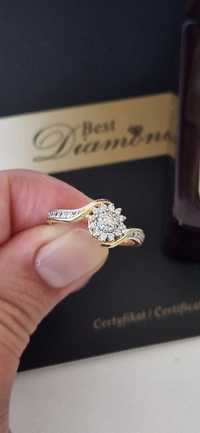 Pierscionek zaręczynowy Diament Brylanty certyfikat Zloto 585 0.26ct