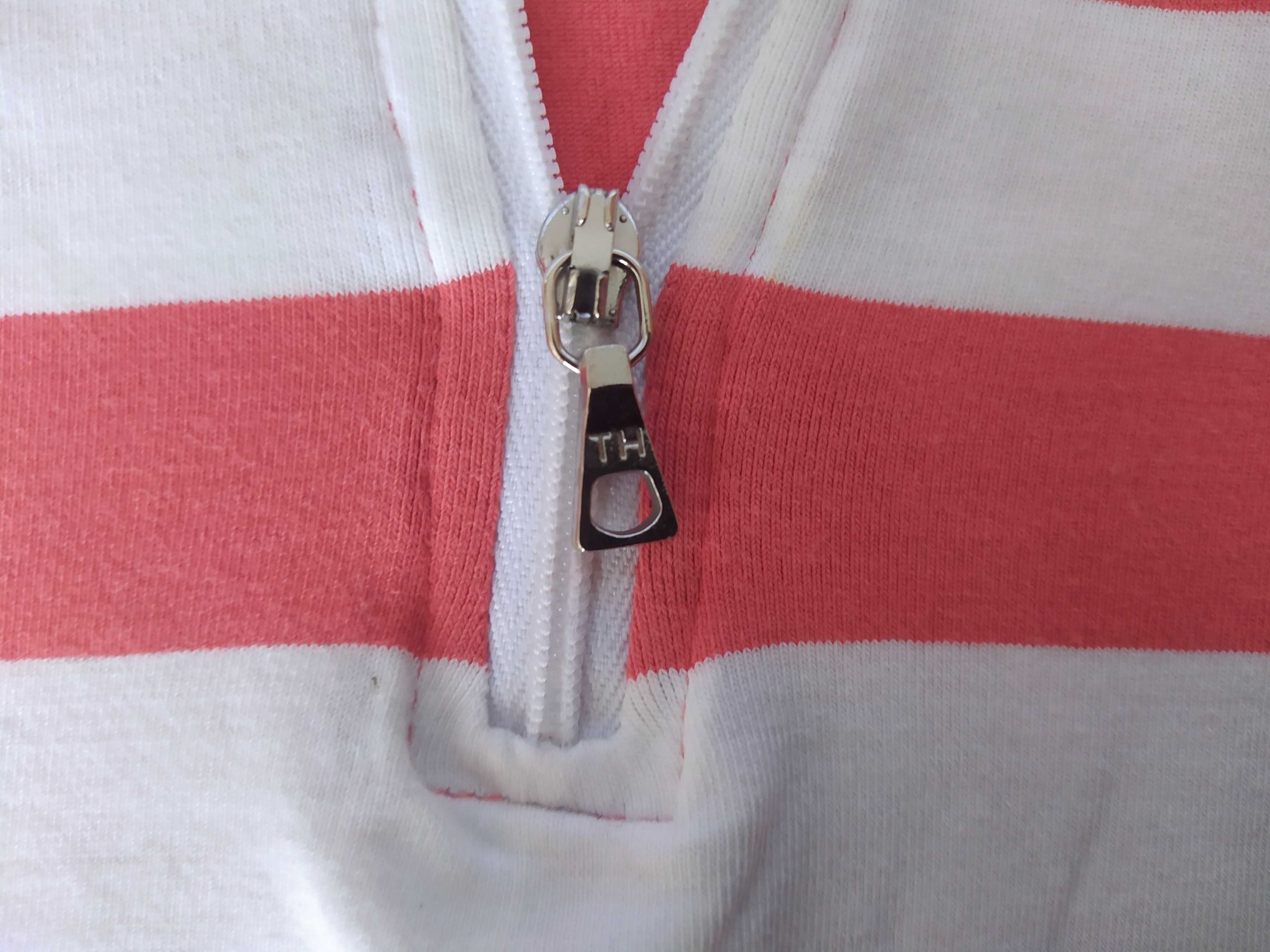 Bluzka Tommy Hilfiger Golf biało czerwona paski roz. S