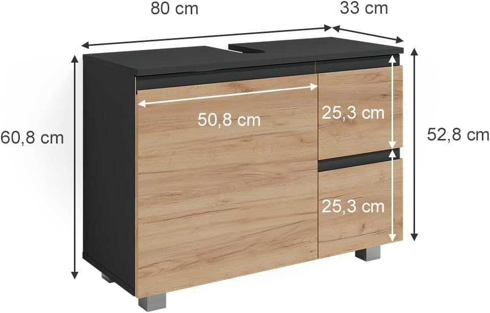 Vicco szafka umywalkowa nablatowa dąb antracyt 80 cm