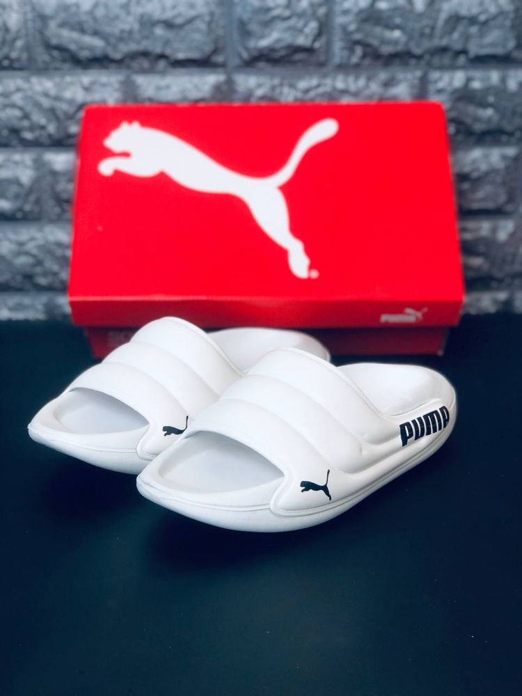 Тапочки Пума белые / Puma тапочки пляжные / капці білі Пума / шлепанці