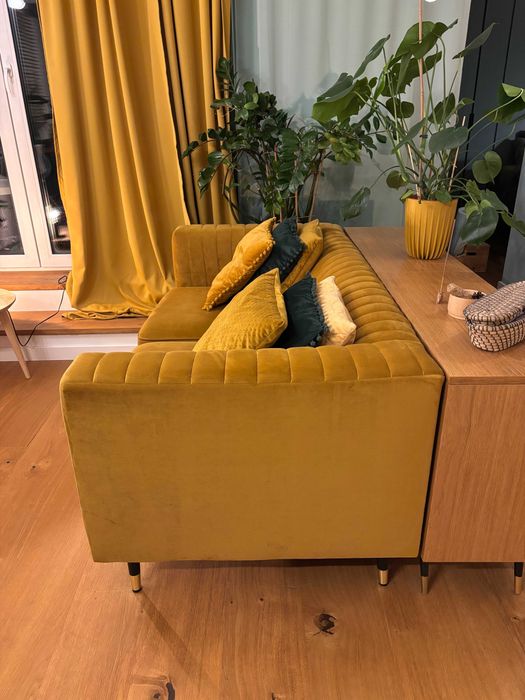 Sofa dwuosobowa Slender - Kanapa Musztardowa Velluto 8 - Stan Idealny