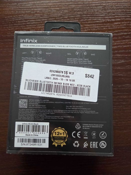 Słuchawki Infinix Buds Neo czarne