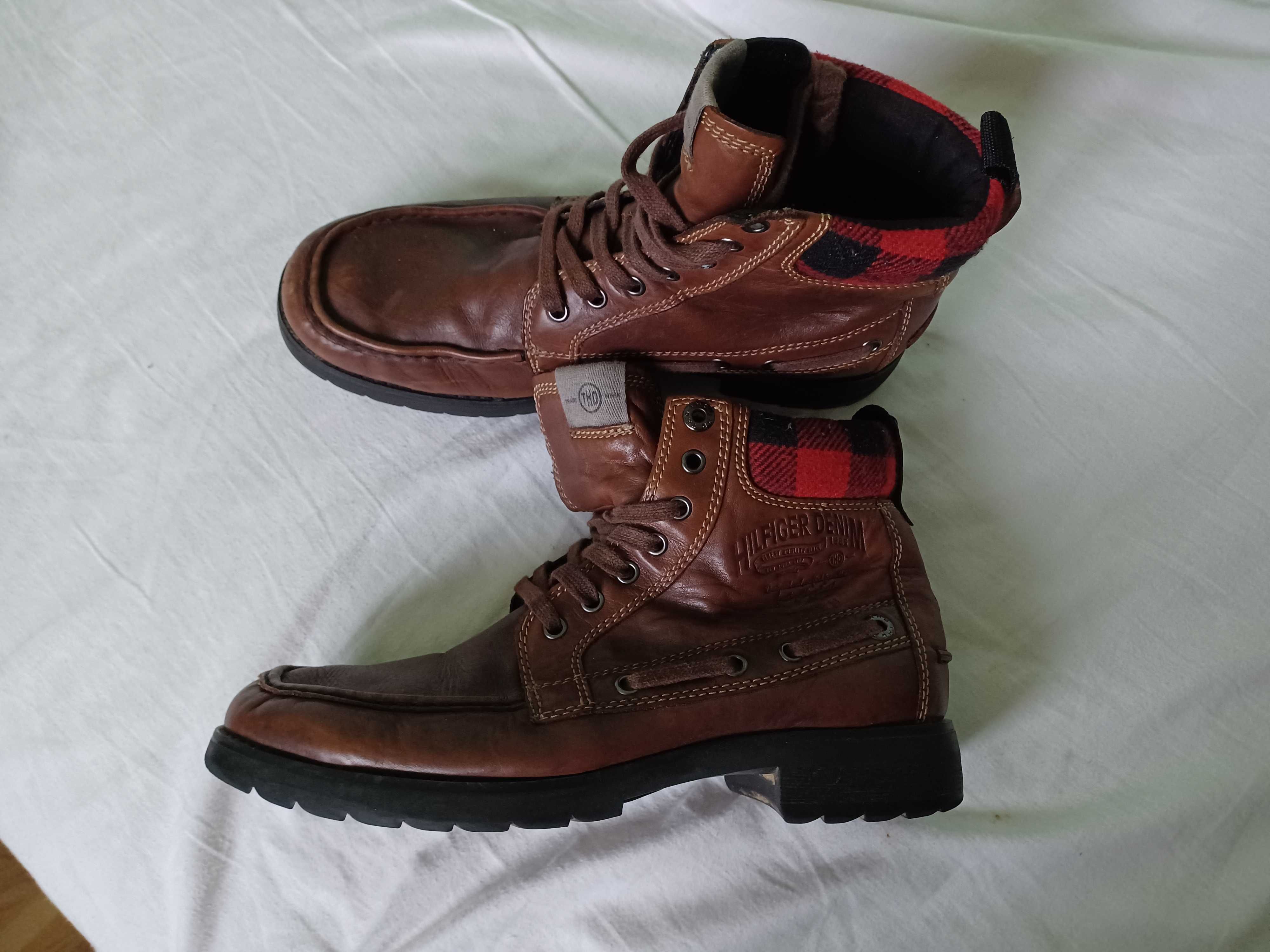 Skórzane Trapery/Trzewiki BRĄZ marki Tommy Hilfiger rozmiar 42