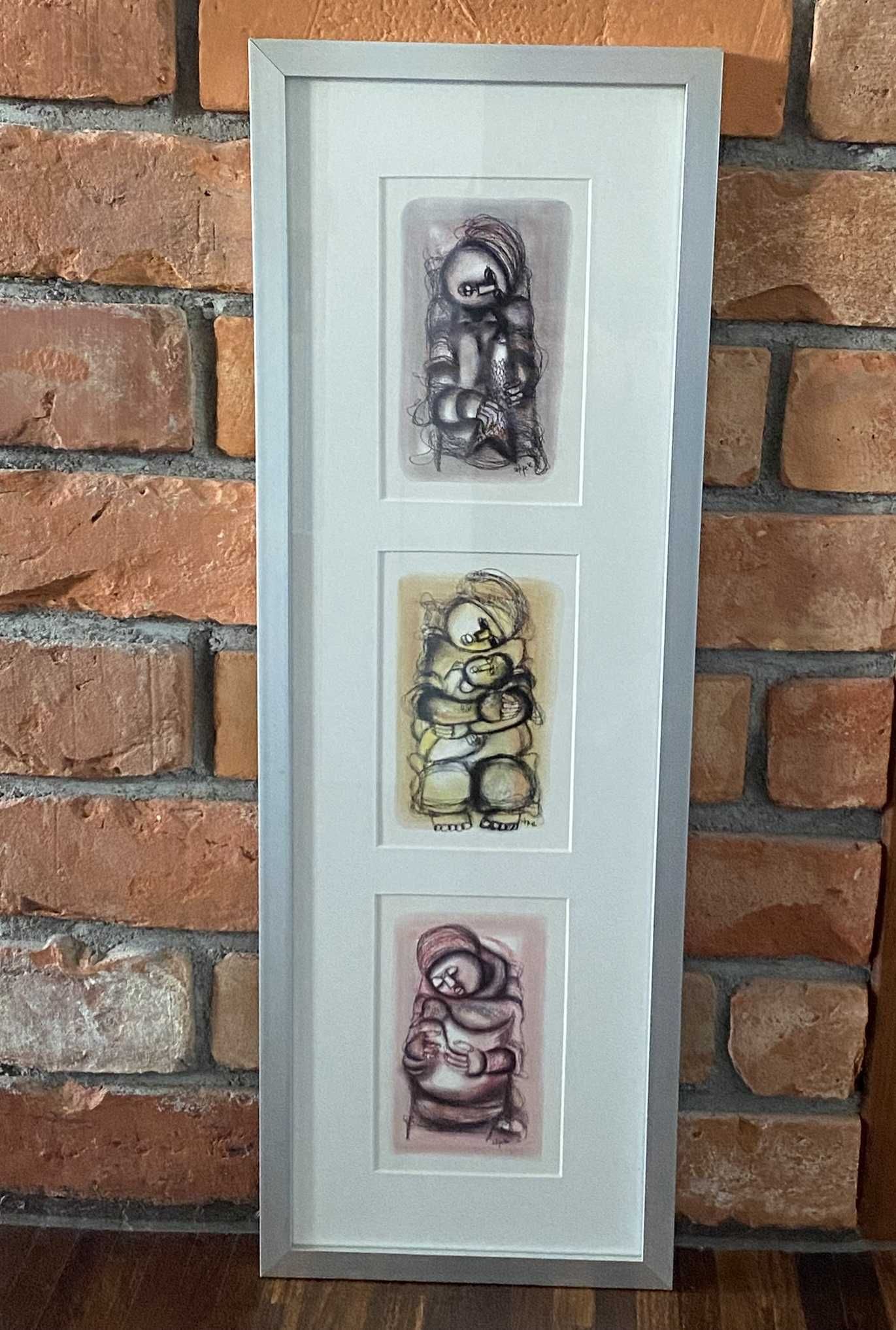serigrafia sitodruk DANIEL SELEPE 3 obrazki rama szyba 58 x 20 cm
