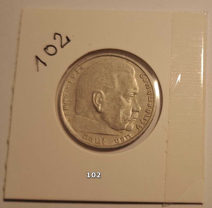 2 Marki z 1938 E Reichsmark, srebro, piękny stan monety nr. 102