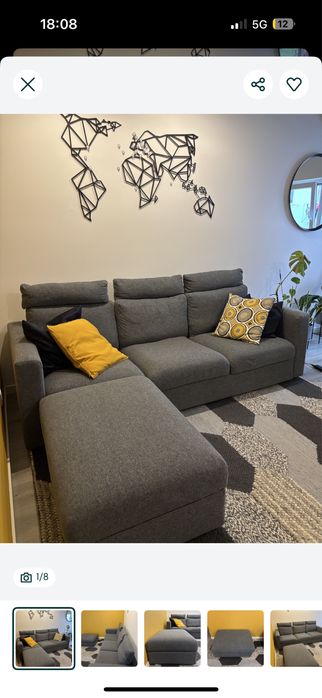Sofa IKEA 3 lugres + 3 apoios de cabeca + repousa pes (chaise long)