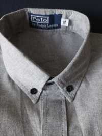 Koszula Polo Ralph Lauren, szara, lniana, z krótkim rękawem, – XL