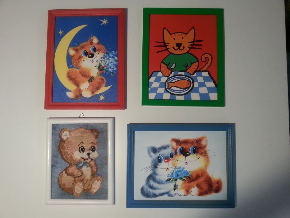 Komplet 4 obrazków na ścianę do pokoju dziecięcego