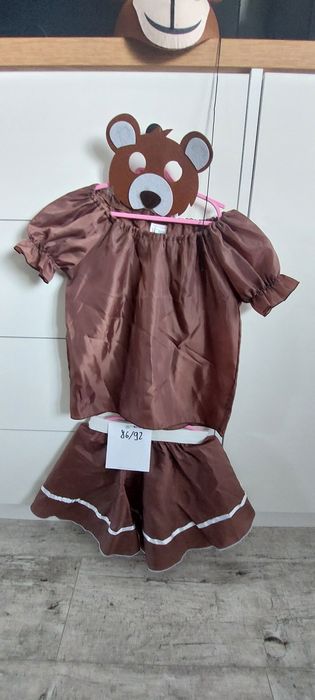 Bal -Strój misia 86/92-ubranko+ maski 2 szt-stan bardzo dobry