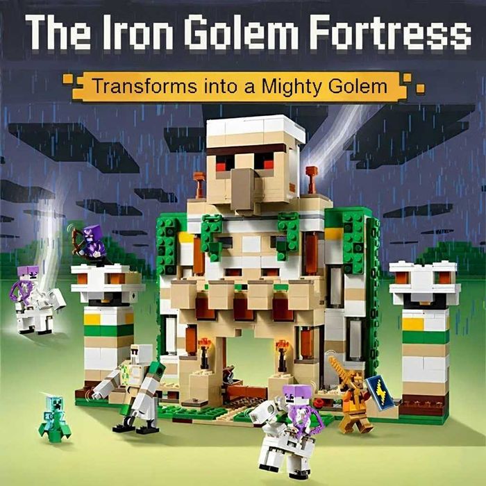 Лего Майнкрафт Крепость Железный Голем, 998 деталей. Minecraft