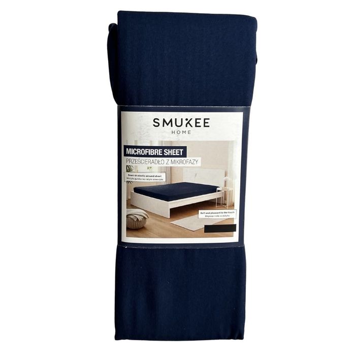 Prześcieradło z mikrofazy z gumką Smukee 200x200 granatowe
