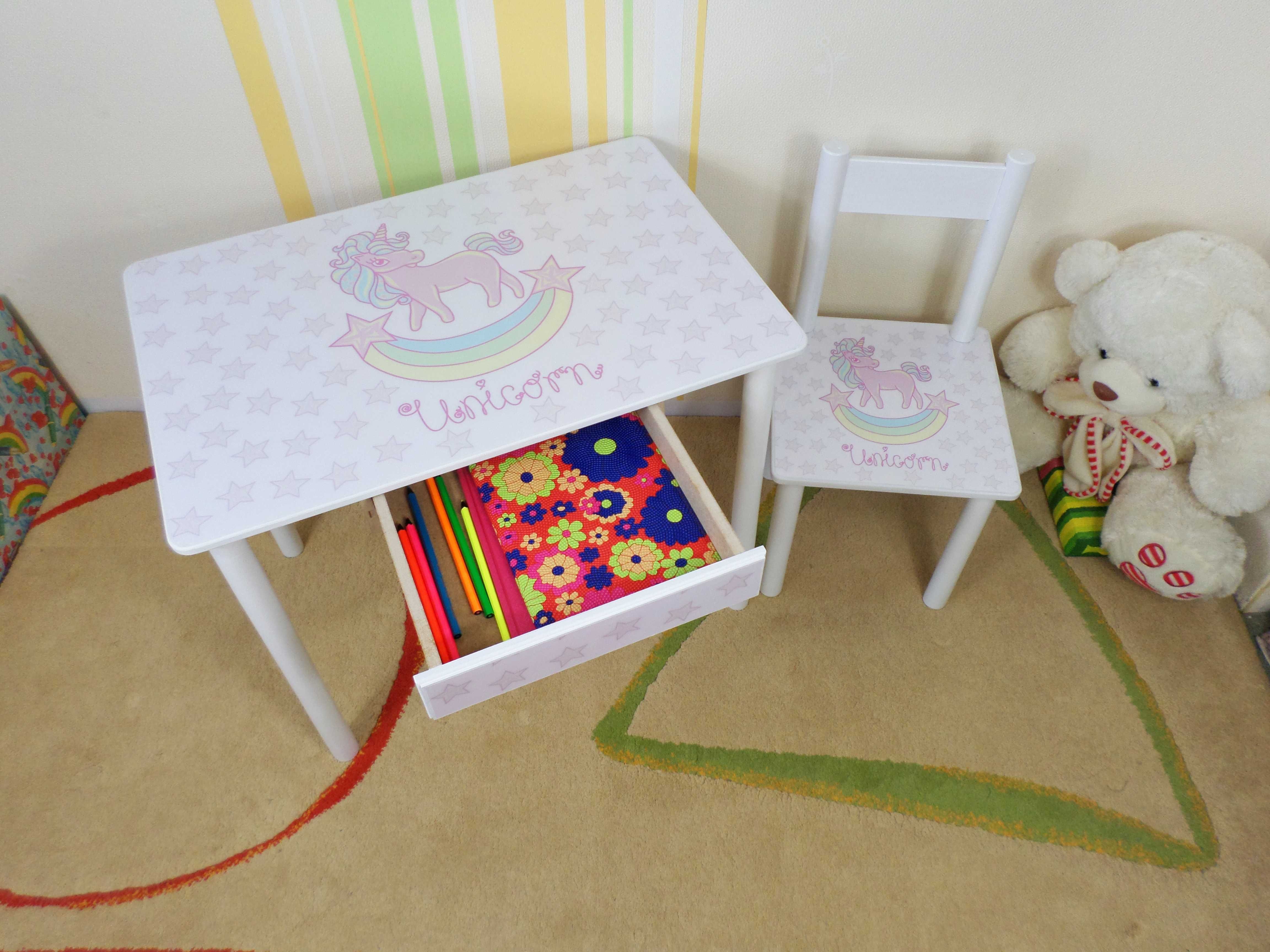 Детский столик стул "Единорожки" (от1-2 - 2-7 лет) стол-парта стульчик