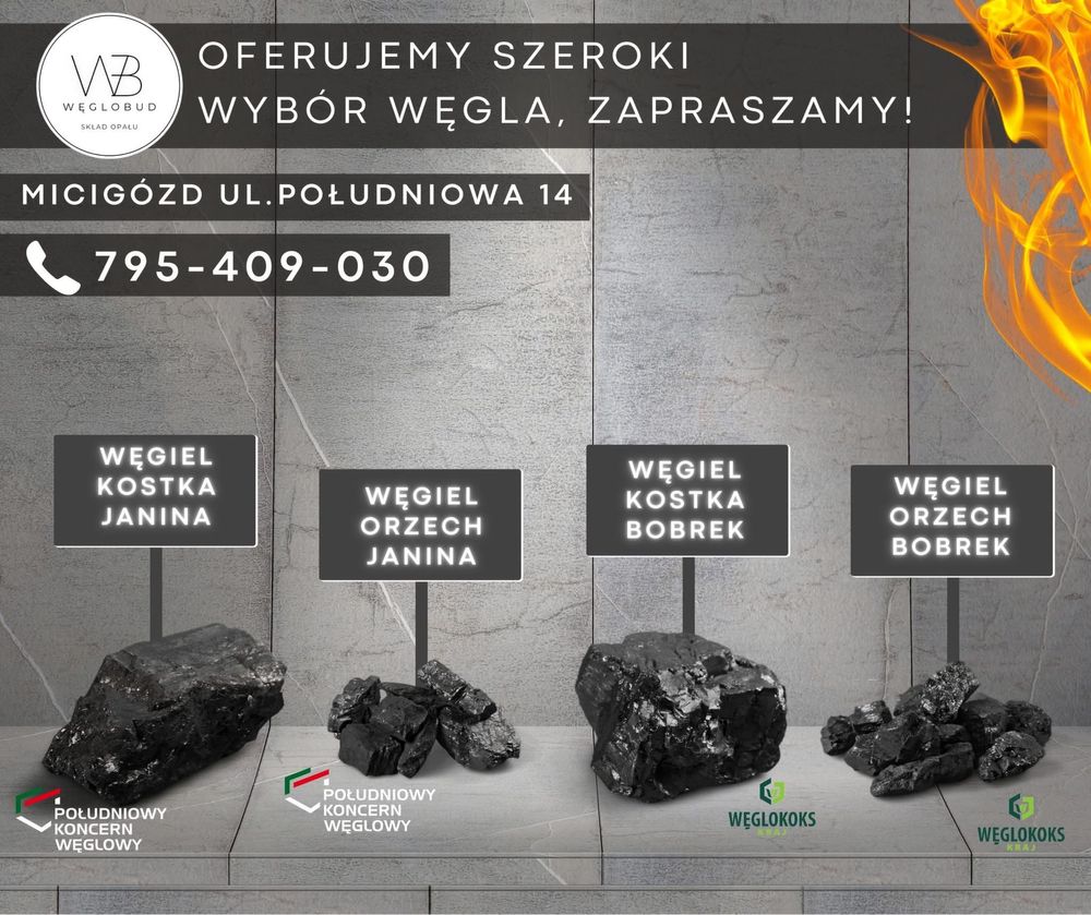 Węgiel Kostka Orzech Gruby Ekogroszek Groszek
