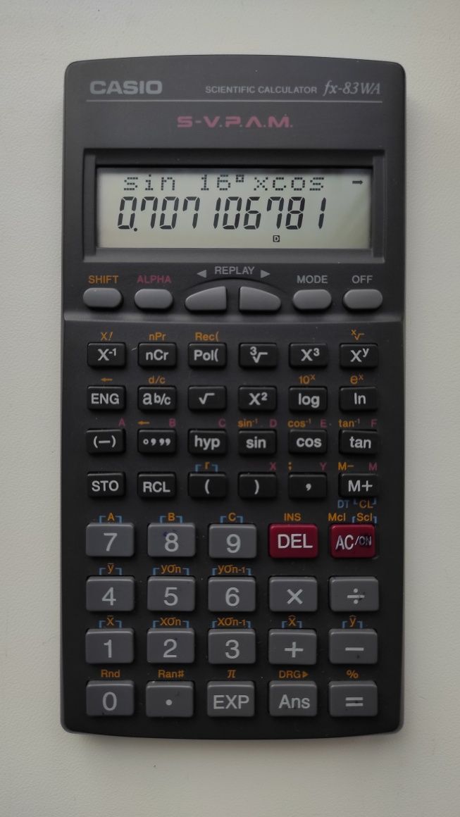 Винтажный научный калькулятор Casio fx-83WA S-V.P.A.M.