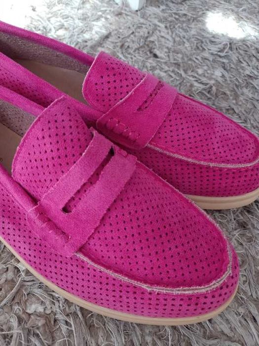 Różowe ażurowe mokasyny lordsy rozmiar 40