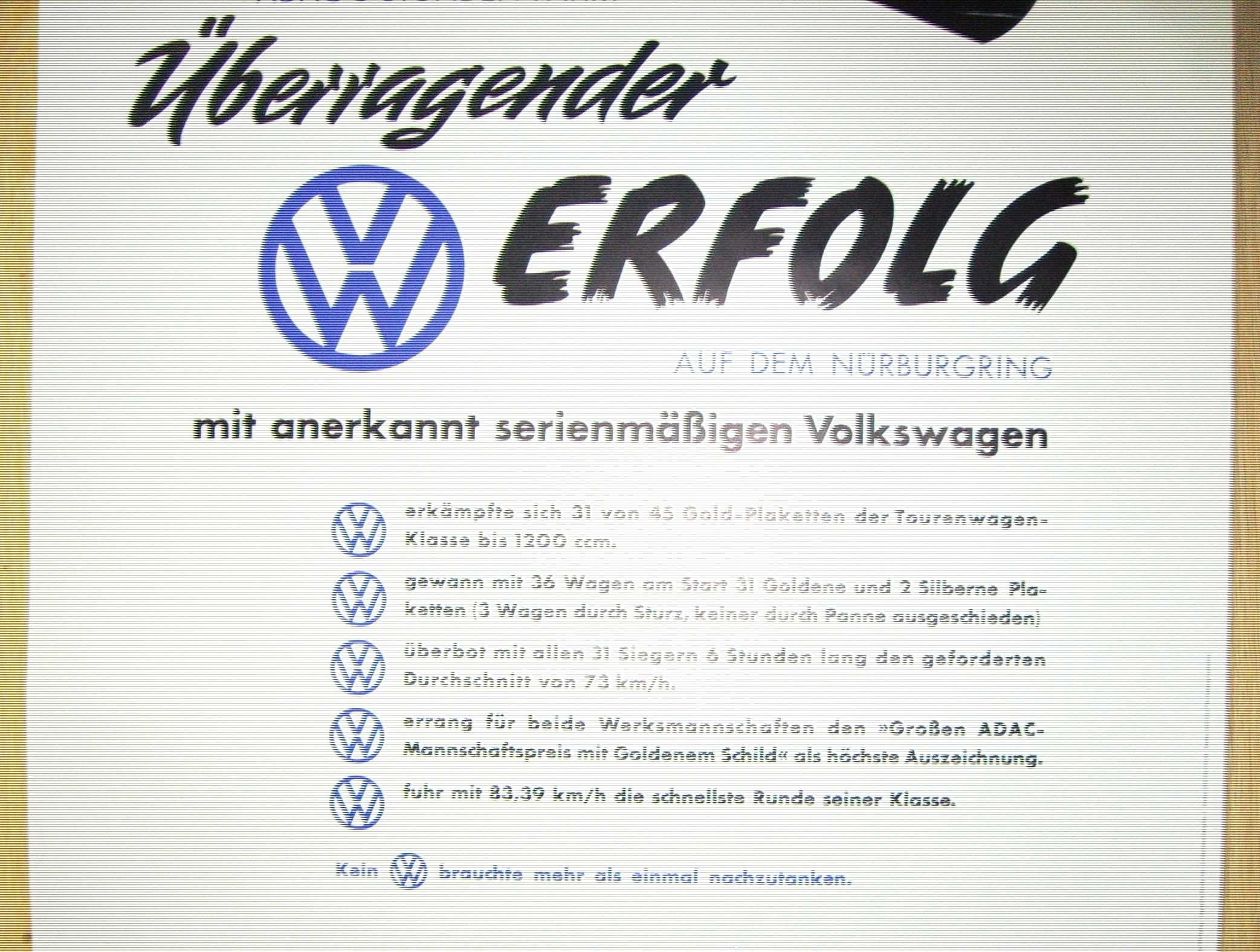 Plakat reklamowy VW-ADAC 6 Stunden Fahrt/oryginał