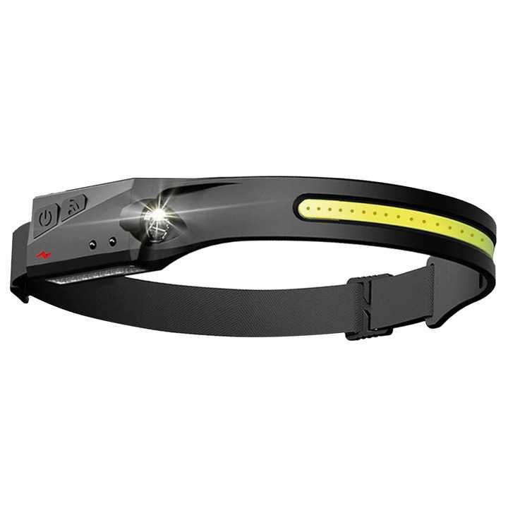 Latarka LED Czołowa USB C Mocna Czołówka na głowę uniwersalna czujnik