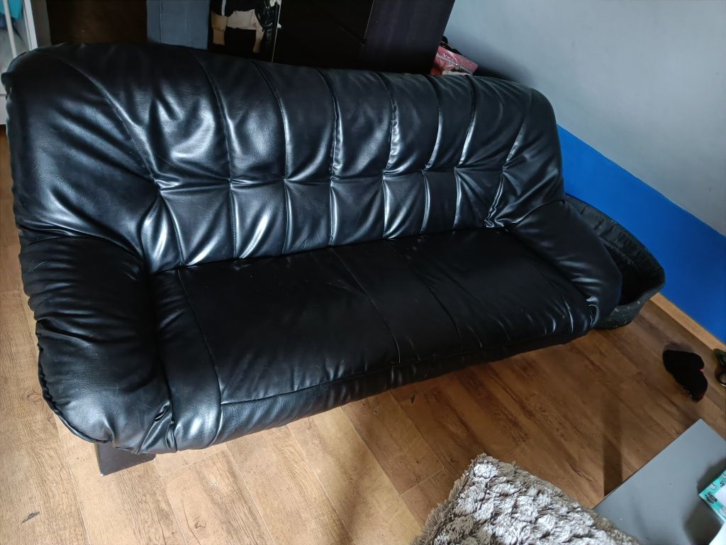 Kanapa Sofa skórzana czarna