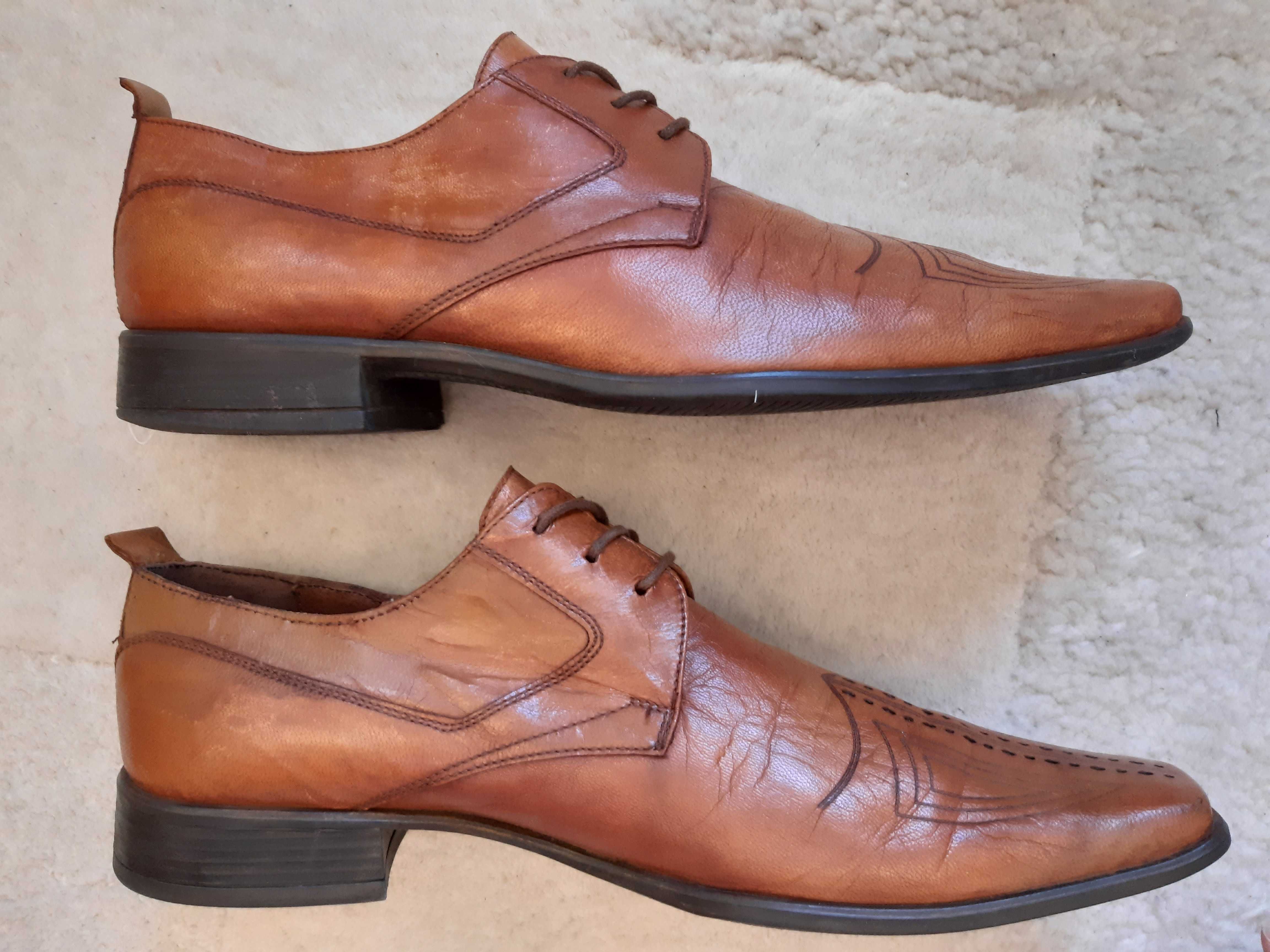 Stylowe skórzane pantofle męskie loafersy Romano Mazzante. rozm. 41