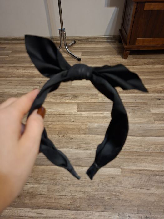 Czarna Opaska do Włosów z Dużą Kokardą Bunny Ears