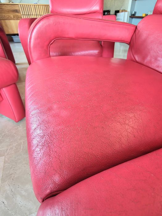 Kler unikalny skórzany zestaw 2 kanapy i fotel z funkcja relax
