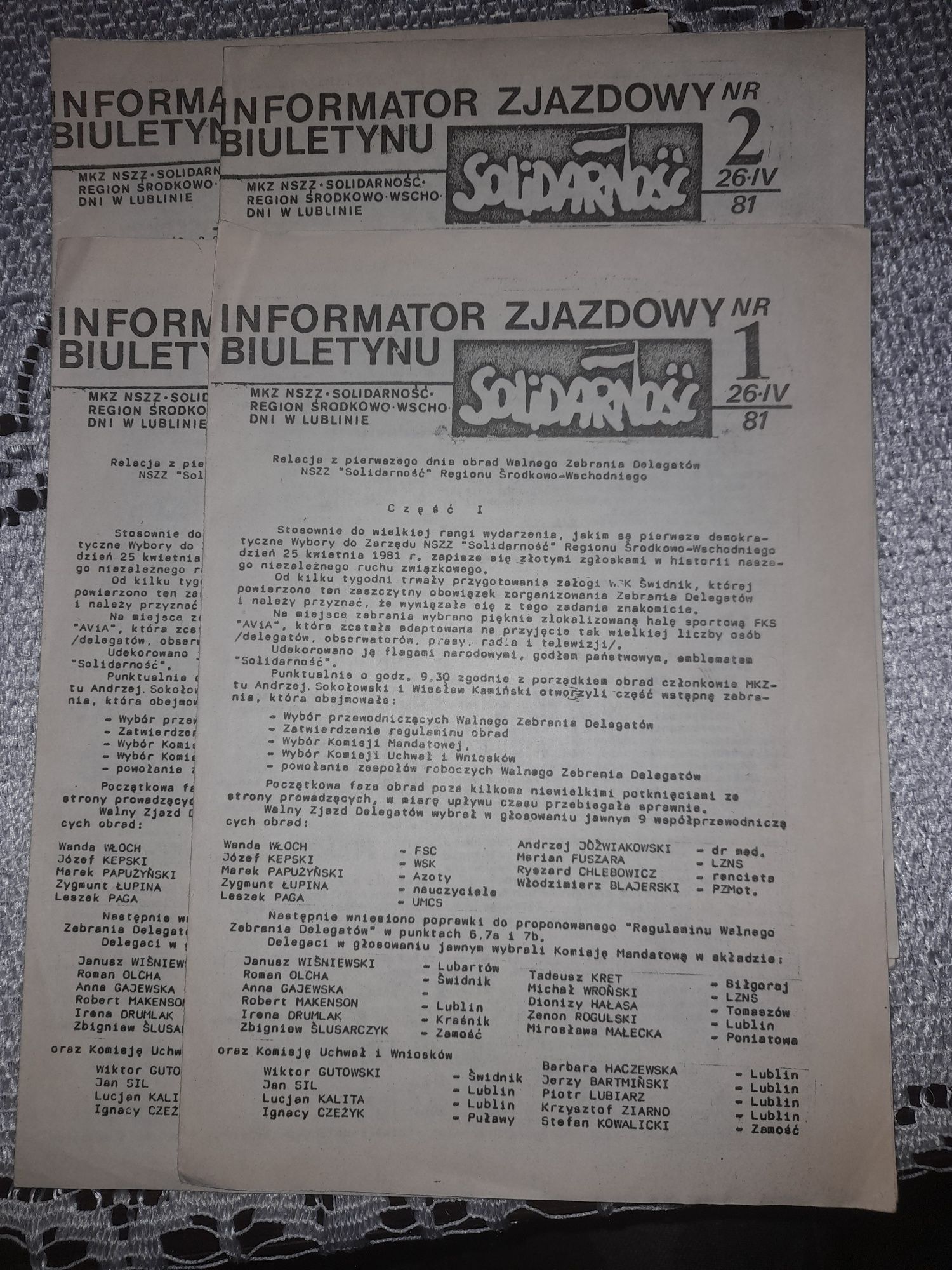 Dokumenty biuletyn informator zjazdowy solidarności 36 szt z 1981 r