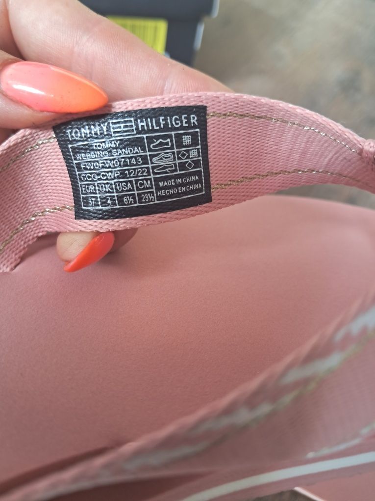 Tommy Hilfiger japonki klapki klapeczki różowe 37 webbing sandal lekki