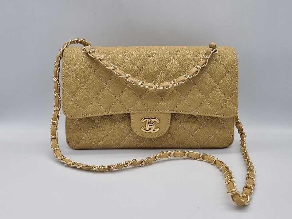 Женская бежевая сумочка Chanel. Жіноча бежева сумка шанель
