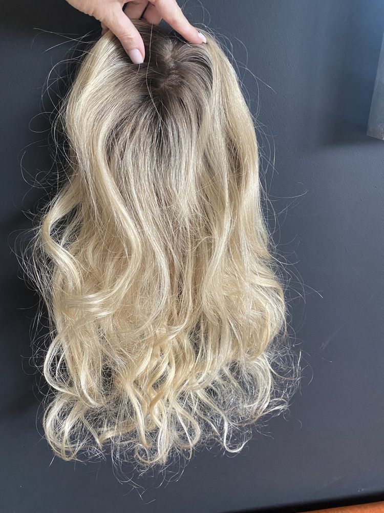 Toper wig mikroskóra treska dopinka naturalne malezja 50 cm blond