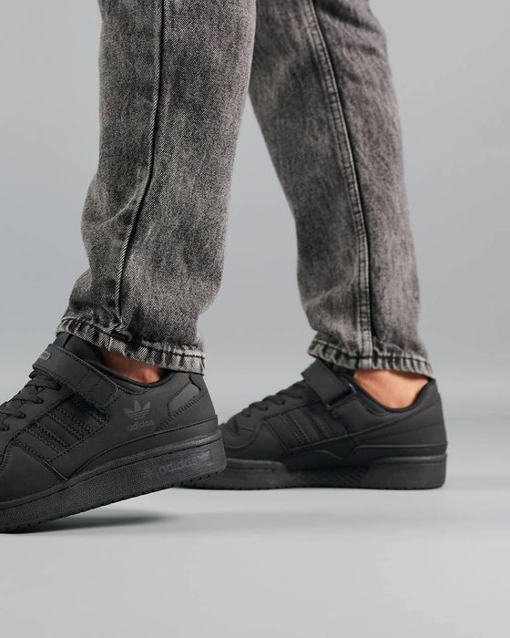 Adidas Forum low all black (натуральна матова шкіра) Нубук
