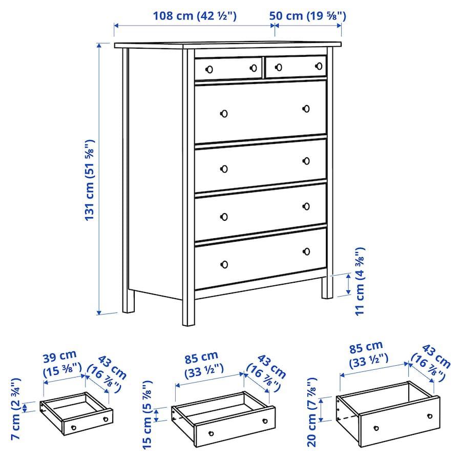 Ikea HEMNES
Komoda, 6 szuflad, szary bejcowane, 108x131 cm